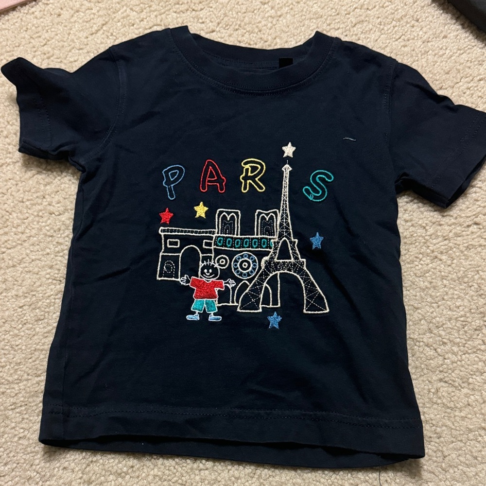 Kids Navy Blue Paris Graphic T-Shirt